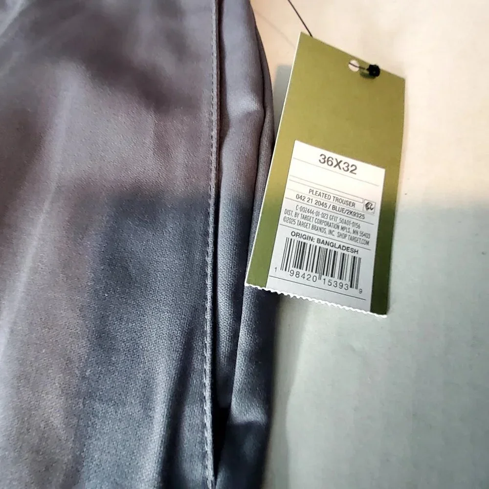 Good Fellow Pleated Trouser Mens Cotton Stretch Slim Tapered Leg Chinos W36 L32 - Picture 6 of 12